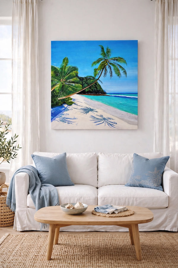 Whispering Palms – Tropical Beach Canvas Wall Art