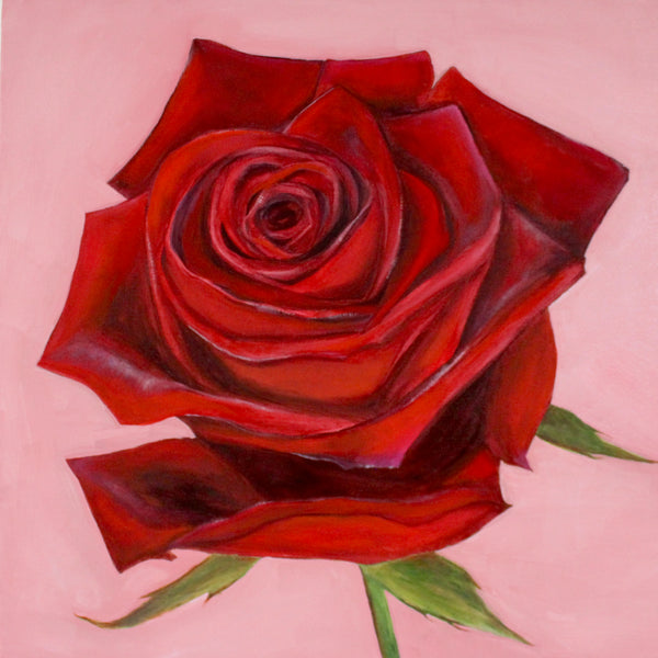 "True Love, Red Rose" Original Oil Painting 20” X 20”