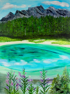 Mountain Lake Original Oil Painting 40”X30”