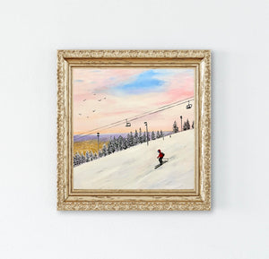 Winter Skiing Oil Painting